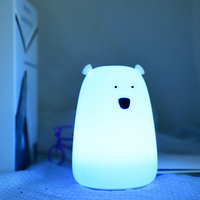 Lampe tactile LED USB en silicone pour enfants, rechargeable, personnalisable, en forme d'ours, petite, à intensité variable, pour chambre à coucher, cadeau personnalisé