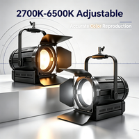 Projecteur Fresnel professionnel 200W pour scène/studio, CCT complet 2700-6500K, IRC 96+, zoom motorisé et DMX512, en alliage d'aluminium, 100-240V