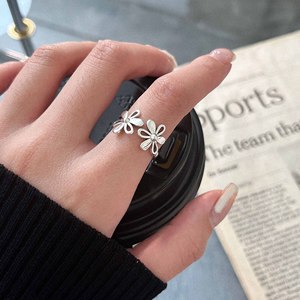 Yinruitai S925 Sterling Silver Flower <b>Open</b> <b>Ring</b> For Women Everyday Wear Korean Retro Style - Product Image 4
