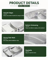 Barquette en aluminium à 2 compartiments de 30 oz pour la livraison de repas aux restaurants américains, emballage alimentaire séparé, plat à emporter argenté