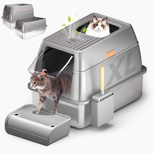 Caja <span class=keywords><strong>de</strong></span> Arena para Gatos Portátil <span class=keywords><strong>de</strong></span> Acero Inoxidable, Plegable y Grande, con Pala, Fácil <span class=keywords><strong>de</strong></span> Limpiar, Venta al por Mayor OEM, Éxito <span class=keywords><strong>de</strong></span> Ventas en Línea - Product Image 2