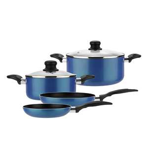Modern <b>Ceramic</b> Marble Coated 6-Piece Pot <b>Pan</b> Glass Lids Bakelite Handles Non-Stick Aluminum Gas Induction Ready Cookware Set - Product Image 1