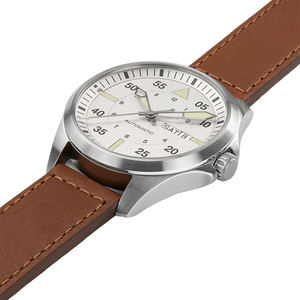 남자의 기계식 자동 시계 스테인레스 스틸 케이스 항공 시리즈 군사 시계 송아지 가죽 스트랩 AVI-8 시리즈 - Product Image 4