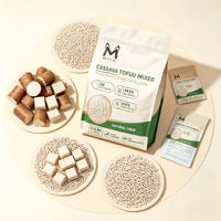 Litière pour chat personnalisée en tofu et manioc, agglomération rapide, faible poussière, contrôle des odeurs, granulés biodégradables végétaux, marque privée, vente en gros