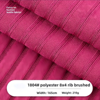 Tissu tricoté brossé côtelé 8x4, toucher suédé doux, 210 GSM, 165 cm, 95% polyester, 5% élasthanne, pour gilet décontracté, sous-vêtement, t-shirt
