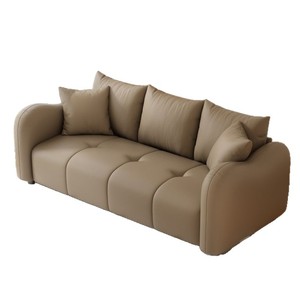 Cream Colored <b>Small</b> Sofa Leather Fabric Living Room Minimalist Style 2026 Design - Product Image 5