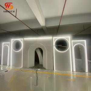 ฉากหลังตกแต่งเวทีโค้งสีชมพูเรียบหรูหราฉากหลังแต่งงานทำจากพีวีซี3D - Product Image 5