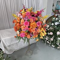 Bola Bunga Mawar Buatan Tangan IFG Factory Direct 70cm Warna Oranye Pink Panas Kuning untuk Pernikahan Natal Wisuda