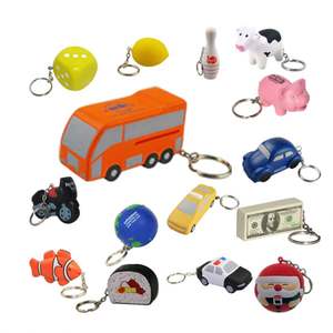 Porte-clés autocar anti-stress en PU avec logo imprimé, jouet anti-stress, balle anti-stress, porte-clés autocar - Product Image 1