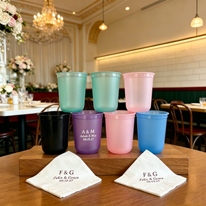 Vasos de Plástico PP Personalizados, Libres de BPA, Vasos para Estadios con Logotipo Personalizado, Impresos, 8oz, 10oz, 12oz, 16oz, 20oz, Vasos Esmerilados para Bodas y Estadios - Product Image 1