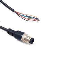 Cable de Extensión de Alimentación CC con Conector de Sensor Impermeable de 8 Pines M8 M12 M16 a Cable Espiralado con Extremo Desnudo