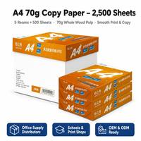 Papier copie blanc brillant de qualité supérieure A3/A4, grammage 70g/80g/m² au choix. 500 feuilles par paquet.