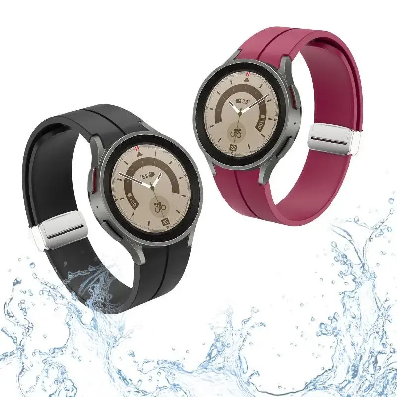 Bracelet en silicone original + étui pour Samsung Watch 4/5 40 44mm Watch 5 Pro 45mm Bracelet à boucle magnétique Galaxy Watch 4 Classic 42 46mm