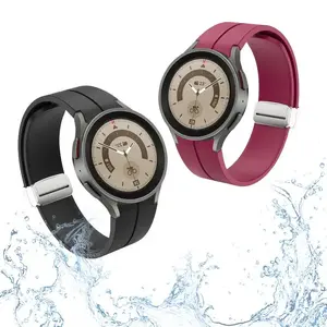 Tali silikon asli + casing, untuk jam Samsung 4/5 40 44mm 5 Pro 45mm gesper magnetik jam Galaxy 4 Klasik 42 46mm