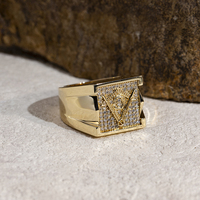 Bague Chevalière Messagerie en Or Massif 14K Messi Gems MSR-1694 pour Homme avec Diamant de Laboratoire Pavé – Bijoux Fins en Gros