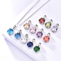 GP64 Pendentif classique de luxe en argent sterling 925 avec pierre de naissance magique d'été et zircons cubiques, breloque pour femme, bijoux raffinés