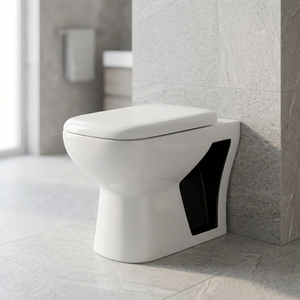 Ensemble WC en céramique rétro blanc et vert bicolore, à poser au sol, avec chasse d'eau par lavage - Product Image 2