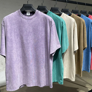 T-shirt 100% coton épais délavé à l'acide, haute qualité, logo personnalisé, effet vieilli, luxe vintage, pour homme - Product Image 2