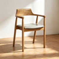 Chaise de salle à manger de style nordique moderne, en bois massif de frêne, dossier incurvé, assise en cuir PU, pour la maison, le bureau, l'hôtel, l'appartement, meubles de maison