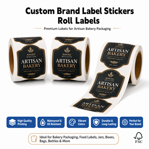 Autocollants personnalisés pour boulangerie artisanale, étiquettes oblongues, imperméables, autocollants en papier couché, impression numérique, qualité alimentaire - Product Image 2