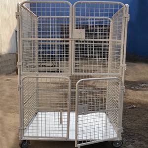 Le fabricant de chariots de logistique Suzhou fournit des chariots en acier à grille à quatre portes Vente en gros Chariots à main à <span class=keywords><strong>cage</strong></span> en métal avec stock - Product Image 2