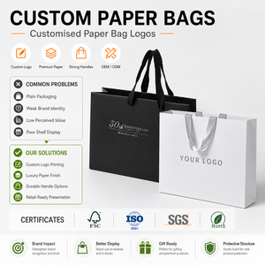 Borsa Shopper <span class=keywords><strong>di</strong></span> Lusso in <span class=keywords><strong>Carta</strong></span> con Stampa Logo Personalizzato per Cosmetici, Abbigliamento, Scarpe e Regali, Sacchetto per Boutique con Manico in Nastro - Product Image 5