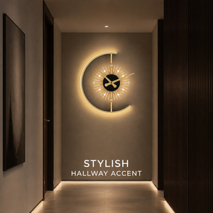 Horloge murale géométrique circulaire minimaliste contemporaine élégante, sans fil, silencieuse, rechargeable - Product Image 1