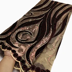 2024 роскошная кружевная ткань с блестками, бархатная африканская французская сетчатая кружевная ткань для нигерийского вечернего платья для женщин, свадьбы