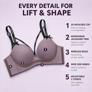 <span class=keywords><strong>Reggiseno</strong></span> senza cuciture viola all'ingrosso, a coppa 3/4, <span class=keywords><strong>balconette</strong></span> push-up con spalline a righe, <span class=keywords><strong>reggiseno</strong></span> contenitivo da donna per uso quotidiano - Product Image 3