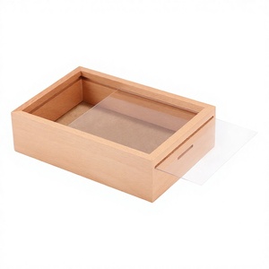 Boîte à monnaie en bois rectangulaire avec étagère amovible, respectueuse de l'environnement, sans serrure - Product Image 3