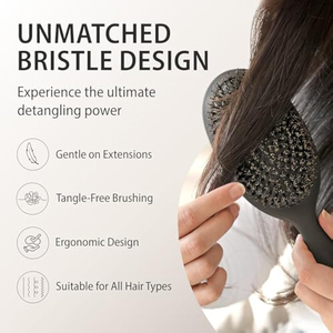 Private Label Wet Paddle ABS Wig Detangle <strong>Blowdry</strong> <strong>Brush</strong> Set Luxury Custom Logo Boar Bristle Hair Extension <strong>Brush</strong> for Women - Product Image 3