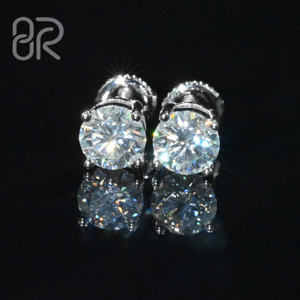 ขายดีต่างหู VVS Moissanite ผ่านการทดสอบเพชรรอบตัดสุกใสทอง14K ต่างหู925ชุบทอง - Product Image 2