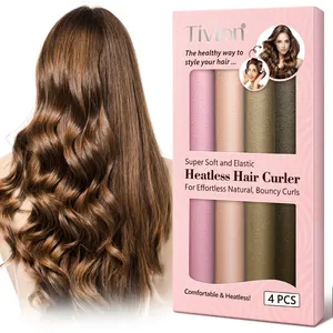 TIVLON Private Label Custom Logo 100% Velvet Fabric Comfortable Professional Portable Cordless Heatless Hair Curler