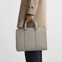 Sac de transport personnalisé en PU beige souple pour documents, mallette d'affaires pour homme, sacoche pour ordinateur portable, sacoche pour homme