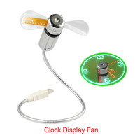 Gadget USB Mini lumière LED Ventilateur USB Affichage de l'heure de bureau Réglable Flexible avec horloge en temps réel nouveau