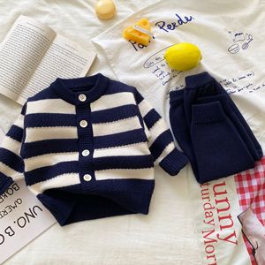 <strong>Winter</strong> Newborn <strong>Baby</strong> Knit Clothing Suit Toddler Boy Long Sleeves Striped Cardigan and Pant 2 Piece <strong>Clothes</strong> Sets Kids Sweater - Product Image 5