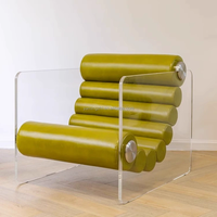 Fauteuil de salon flottant en acrylique au design nordique créatif haut de gamme, style épuré, mobilier de maison, chaise en acrylique et cuir