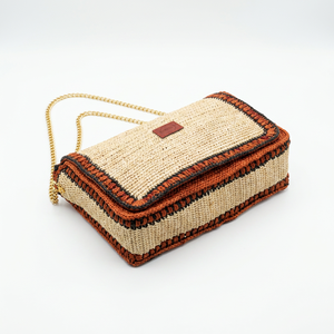 Bolso de Hombro de Rafia Hecho a Mano con Cierre de Cremallera, Correa de Cadena, Solapa y Borlas Bordadas, Bolso Tote de Verano - Product Image 2