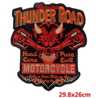 Écussons de broderie de grande taille en gros, écussons brodés à repasser, crâne de motard, insignes brodés de moto pour veste/jean