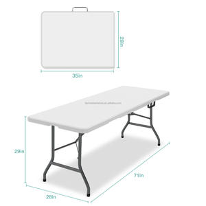 Table pliante en plastique HDPE blanc longue de 180 cm (6 pieds), facile à nettoyer, portable, pour événements et fêtes en plein air, pliable en deux - Product Image 3