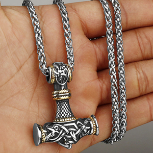 Collier Punk en acier inoxydable Viking Rune, plusieurs Styles, pendentif marteau <span class=keywords><strong>Thor</strong></span>, accessoires de bijoux pour hommes - Product Image 4