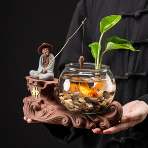 Jarrón <span class=keywords><strong>de</strong></span> cerámica wuyang Jiang Taigong pesca Weng contenedor <span class=keywords><strong>de</strong></span> vidrio maceta hidropónica plantas verdes Decoración <span class=keywords><strong>de</strong></span> mesa <span class=keywords><strong>de</strong></span> té chino - Product Image 1
