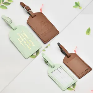 Custom Wedding Logo Travel Airline Suitcase Blank Personalized Name Tags Strap Pu Leather Luggage Tag