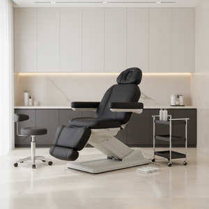 Set di Mobili Professionali Neri per Spa e Salone di Bellezza, Poltrona Elettrica a 4 Motori per <span class=keywords><strong>Estetica</strong></span>, Trattamenti Viso, Cosmetica, Ciglia e Tatuaggi con Riscaldamento - Product Image 1