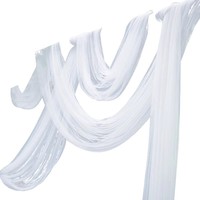 Décoration de dossier de chaise de mariage de luxe en tissu voile blanc suspendu au plafond