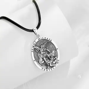 Merryshine Virgin Mary Saint Michael Jewelry Medal Bless Safety Religion Medal Pendant St Michael Amulet Necklace