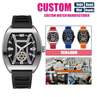 Montre mécanique pour homme au design tonneau unique, cadran personnalisé, couleur personnalisable, marque privée, montre-bracelet sport, cadeau d'entreprise, commande en gros
