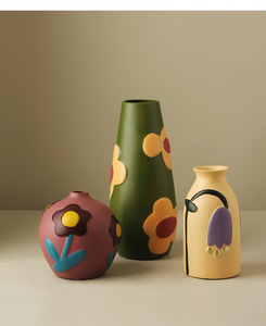Nórdico creativo decoración del hogar Morandi color contrastante pintado combinación de Cerámica Arte jarrón para sala de estar y alojamiento familiar - Product Image 3