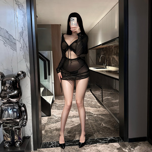 Lingerie Sexy Viola Seducente in Rete Trasparente di Poliestere, con Coulisse, Plissettata, Aderente sui Fianchi, Monopezzo con Spalle Scoperte - Product Image 2