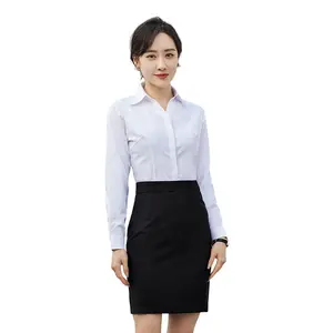 2023新款长袖女式白衬衫四季商务休闲正式工作服衬衫v领女式衬衫